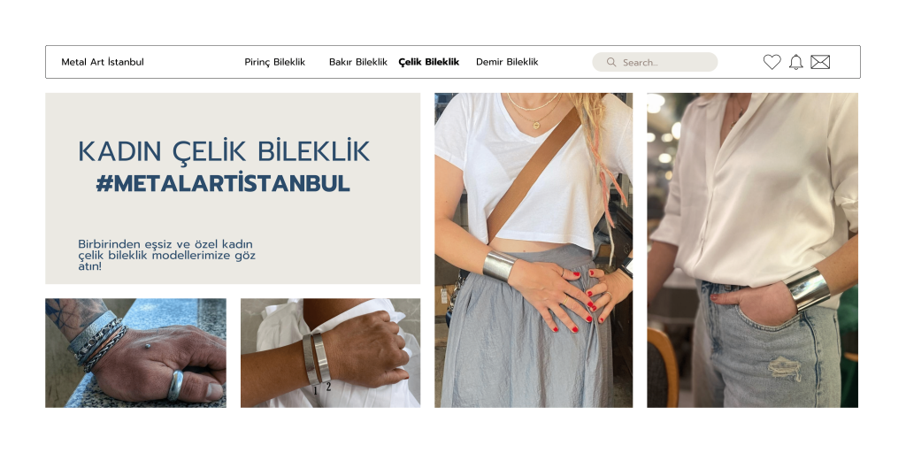 Çelik Bileklik Kadın - Metal Art İstanbul